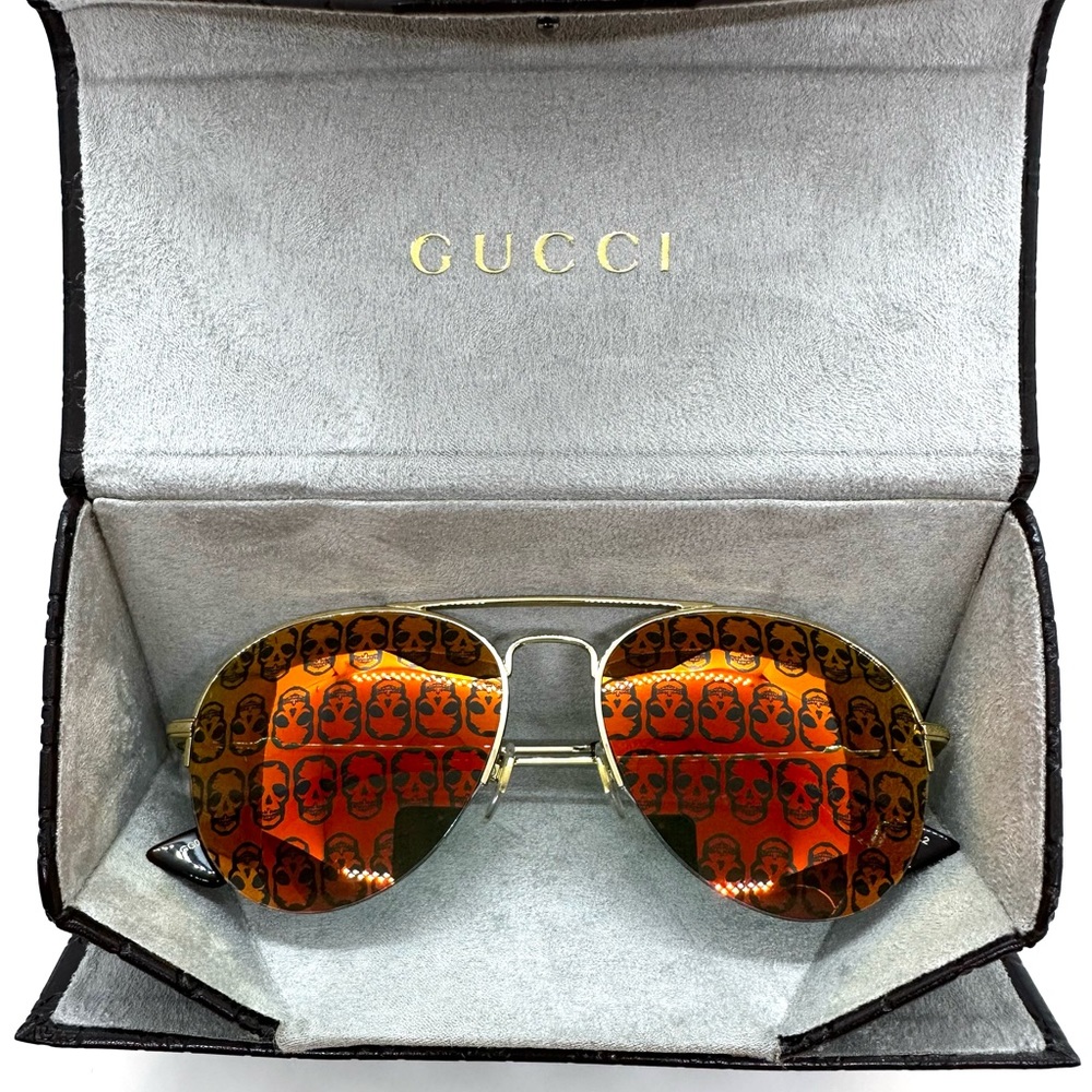 GUCCI mirror aviator skull sunglasses